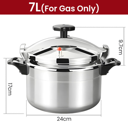 7L Aluminum Pressure Cooker, With Lock Cover And Crossbeam, Quick Cooking, Rubber Wood Handle