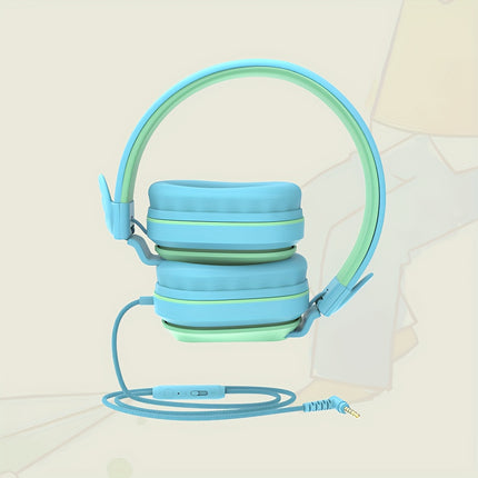 Lightweight Foldable Over-Ear Stereo Headset With Safe Volume Control & Built-in Mic