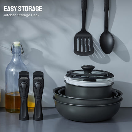 Cookware Set 10pcs, Nonstick Pots and Pans Set with Removable Handles, for All Hobs, Stackable Design