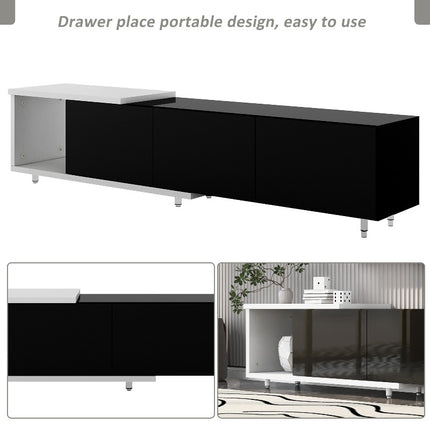 VIBE HAUS 70.1''-100'' Modern Stylish TV Stand TV Cabinet for 80+inch TV, White+Black,