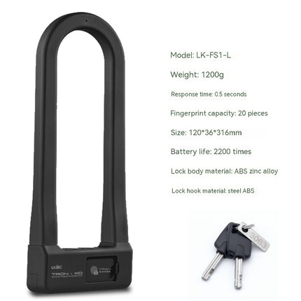 Bicycle Motorcycle Fingerprint Alarm Lock U-shaped