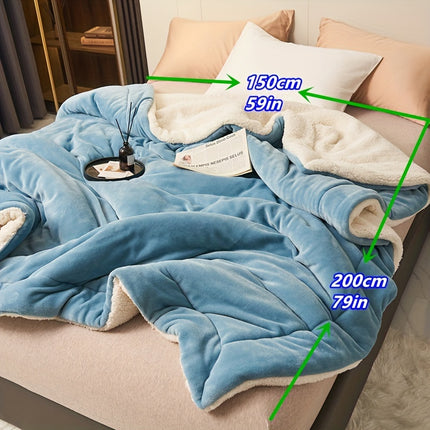Luxury Soft Milk Velvet Lamb Fleece Double-Layer Comforter, Machine Washable