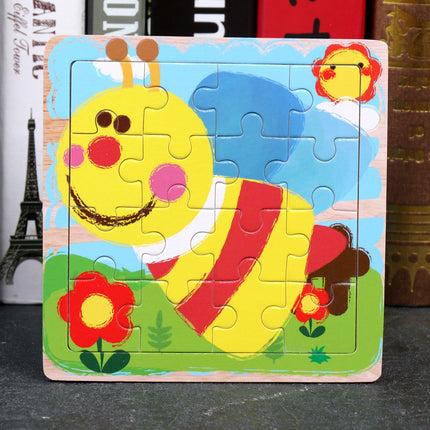 Large Wooden 9-piece Flat Puzzle Toy For Children