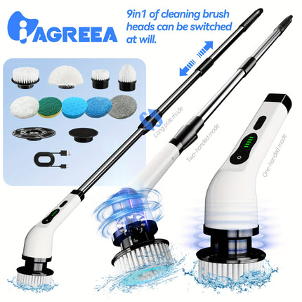 Electric Spin Scrubber, Household Wireless Cleaning Brush, Two-Speed Cleaning Speed