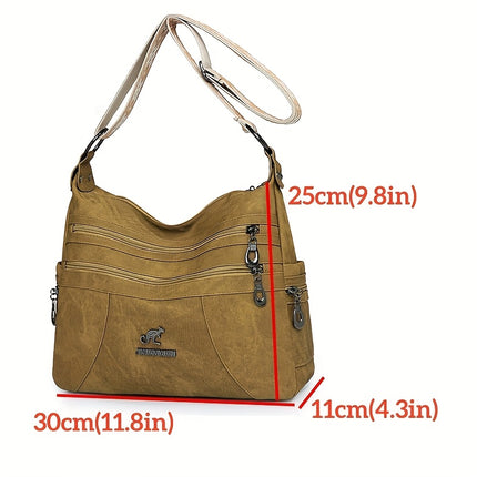 Women'S Retro Bohemian Crossbody Bag with Adjustable Strap - Solid Color Olive Green Tote Handbag