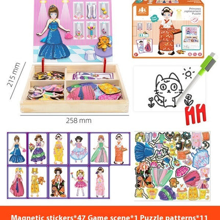 Magnetic Puzzle Children's Puzzle Magnetic Stickers Toys Wooden