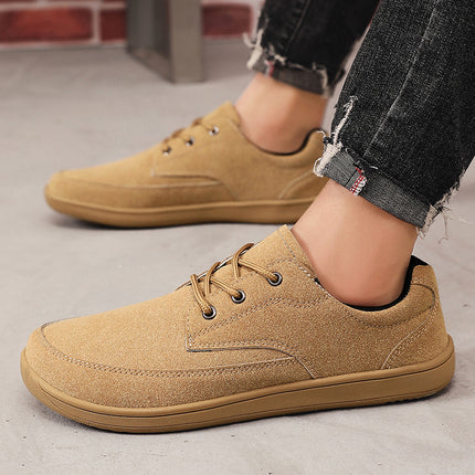 Men'S Wide Barefoot Shoes - Minimalist Lace-Up Casual Sneakers with Cushioned Insole,