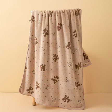 Wide Stripe Dark Stripe Coral Velvet Printing Towels Suit