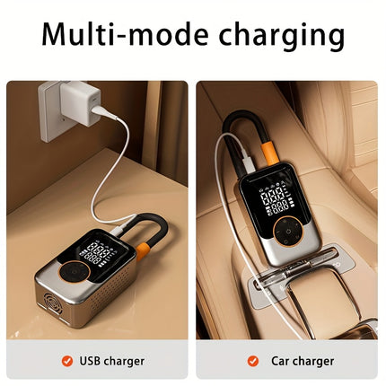 Portable Wireless Air Compressor Tire Inflator- with Digital Pressure Gauge, Emergency LED Light