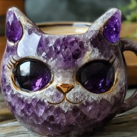 Geode Mug Crystal Cat Cup Resin Crafts