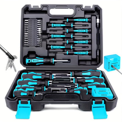 Professional Magnetic Screwdriver Bit Set with Magnetic Tips - Heavy-Duty Chromium-Vanadium Steel