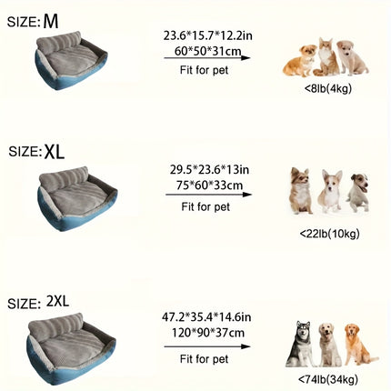 Sofa Bed for Dogs & Cats - Washable, Non-Slip Bottom