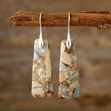 Bohemian Emperor Stone Geometric Pendant Earrings