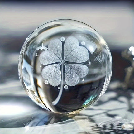 A Crystal Ball with 7 Colors, a Four-Leaf Clover Night Light Warm Glow, USB Powered with a Wooden Base