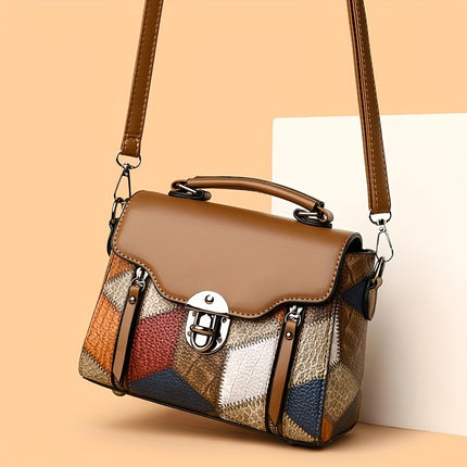 Geometric Handbag - Adjustable Shoulder Strap, Large Capacity Anti-Theft Zipper Closure