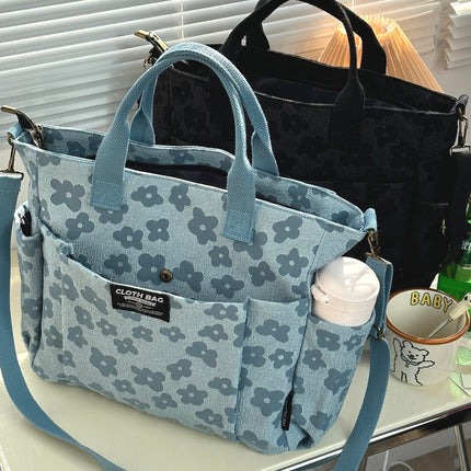 Original Handmade 3D Flower Tote Thickened Zipper Student Class Commuting Hand Single Shoulder Women'S
