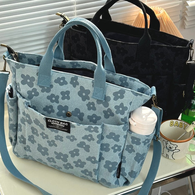 Original Handmade 3D Flower Tote Thickened Zipper Student Class Commuting Hand Single Shoulder Women'S