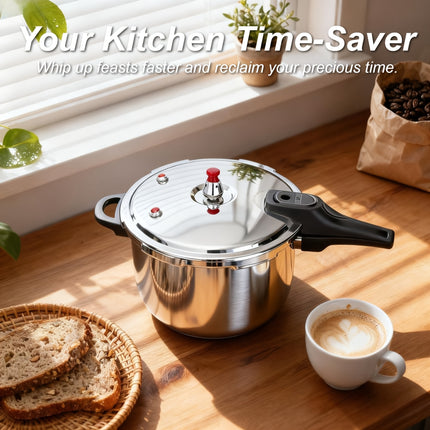 28cm/ 30cm/ 32cm Stainless Steel Pressure Cooker - Heat-Resistant Handle & Safety Valve
