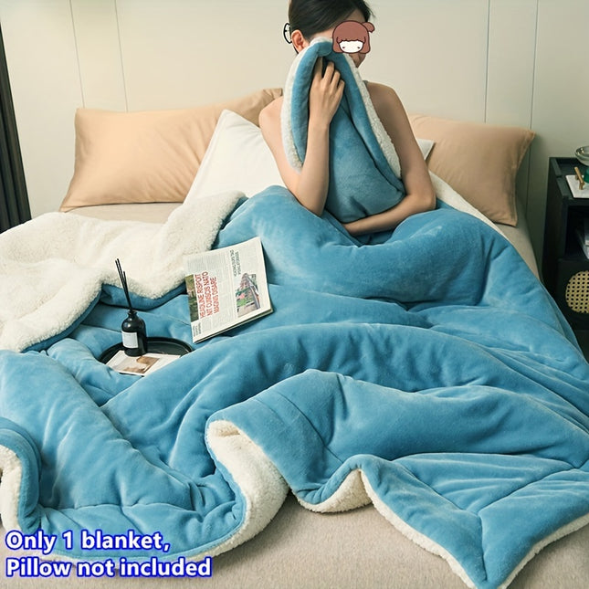 Luxury Soft Milk Velvet Lamb Fleece Double-Layer Comforter, Machine Washable