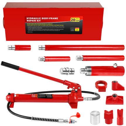 20 Ton Porta Power Kit, Portable Hydraulic Jack with1.43 m Oil Hose, Car Frame Repair Tool with Storage Case for Automotive,