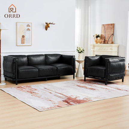 Modern Faux Leather Accent Sofa & Loveseat Set 1, 2 & 3 Seater Options with Iron Frame