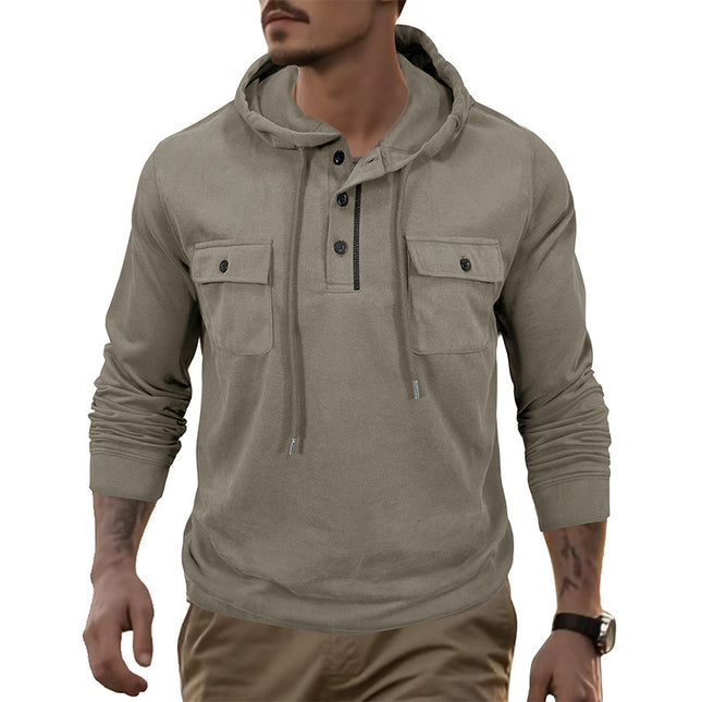 Men's Sweater Long-sleeved Sports Pocket Hooded Top