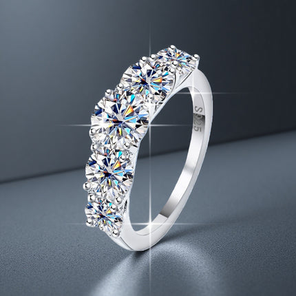 S925-stamped Lab-grown Moissanitezirconia Womens Eco-friendly Silver Ring