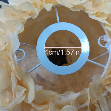 Fabric Three-Dimensional Flower Lampshade Made of Artificial Materials with Everlasting Flowers.