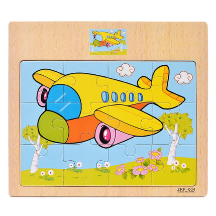 Wooden 12-piece Puzzle Puzzle Infant Children Early Childhood Educational Toys Animal Transportation Wooden Puzzle Toy
