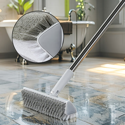 1pc Heavy-Duty Long Handle Cleaning Brush with 180° Rotating Dual-Sided V-Bristles