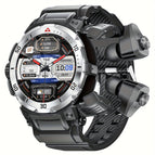 Silvery watch with black strap
