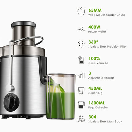 Anti-Drip System & Overheat Protection, Heavy-Duty Stainless Steel Juicer Machine