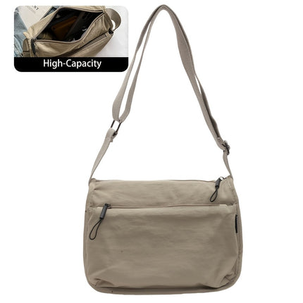 Multi Pockets Cross-body Bag, Nylon Shoulder Bag, Versatile Square Bag for Travel, Daily