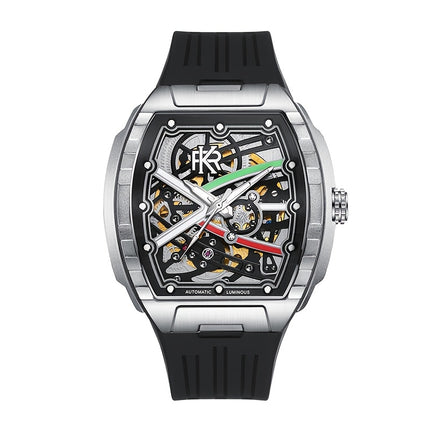 Men'S Barrel-shaped Tape Automatic Mechanical Watch | 3D Case, Double-sided Openwork