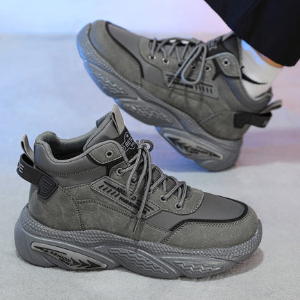 Men'S Height-Boosting Thick-Soled Sneakers Anti-Slip Rubber Sole, Lace-Up Closure, Cushioned Insole