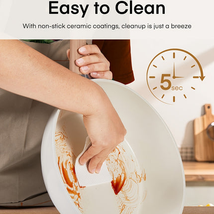 15pcs Ceramic Non-Stick Cookware Set Compatible for Induction