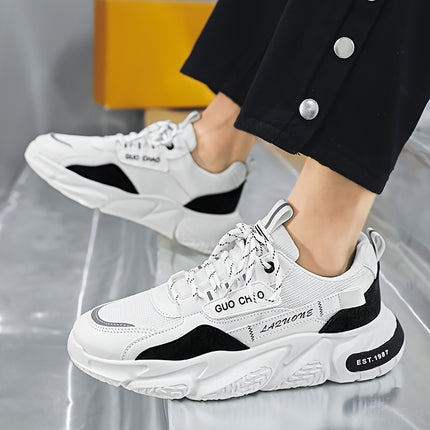 1 Pair MAINALUN Men's Low-Top Sneakers - All-Season White Outdoor & Casual Shoes