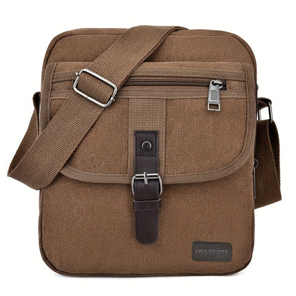Large-capacity Shoulder Bag, Unisex Vintage Style, Multi-compartment Casual and Durable