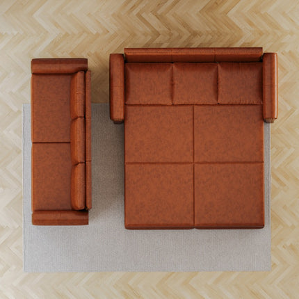 Sofa Bed - 3-in-1 Convertible Sleeper with Faux Leather Upholstery, Nailhead Trim & Rolled Arms