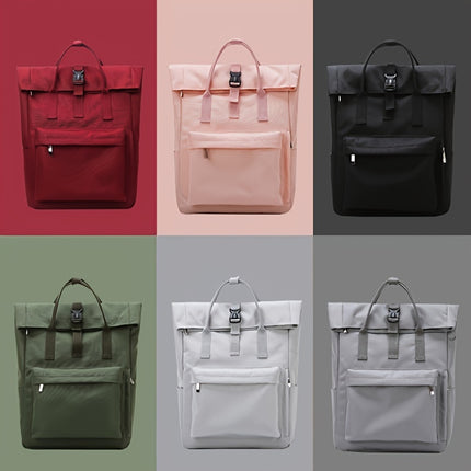 New Large-Capacity Rolled-Edge Backpack Suitable for 15.6-Inch Laptops, Ideal for Both Male And Female Students