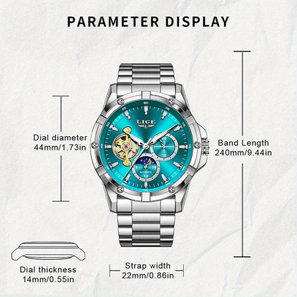 Luxury Stainless Steel Case, Luminous Hands, Date &