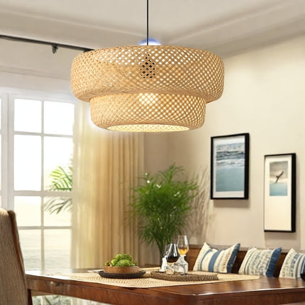 Handwoven Bamboo Pendant Light, 29cm Bamboo Chandelier, 1pc Rattan Pendant Light