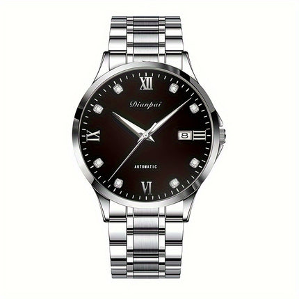 Slim Stainless Steel with Luminous Dial and Calendar, Ideal Gift for Men, Without Battery,