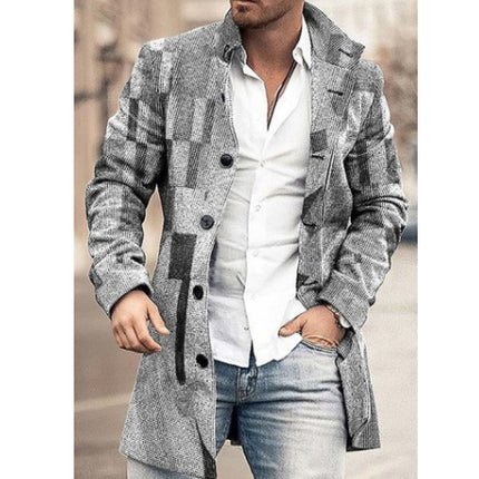 Men's Fashion Casual Tweed Stand-up Collar Coat