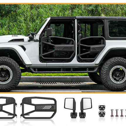 Tube Doors Tubular Half Doors with Side View Mirror Compatible with 2018-2026 Jeep Wrangler JL 2 Doors Front Door Safari Tubular Doors Off Road Summer Trail Adventure