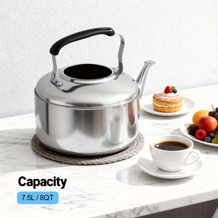Stainless Steel Tea Kettle with Cool-Touch Handle, Classic Whistle All Stove Compatible,