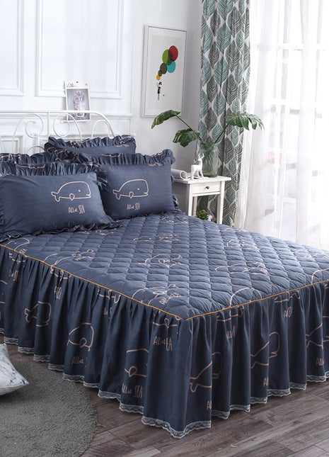 Thick Quilted Bedspread Bed Skirt Bedding