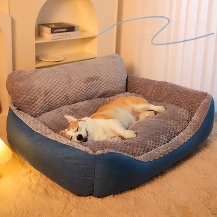 Extra-Large Luxury Plush Pet Sofa Bed - Thick, Warm with High Backrest for Cats & Dogs, Easy Clean, All-Season Comfort