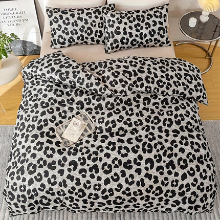 3pcs Leopard Print Duvet Cover Set - & Animal Print, Zipper Closure, Machine Washable