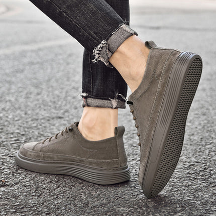 Men's Trendy Solid Skate Shoes, Comfy Non Slip Casual Lace Up Sneakers for Men's Outdoor Activities